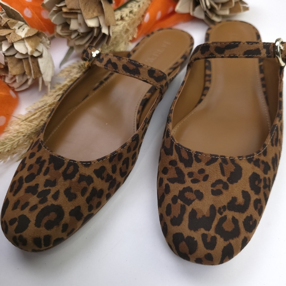 J. Crew Leopard Print Mary-Jane Flats - Brown/Black Sz 7.5m - Picture 3 of 10